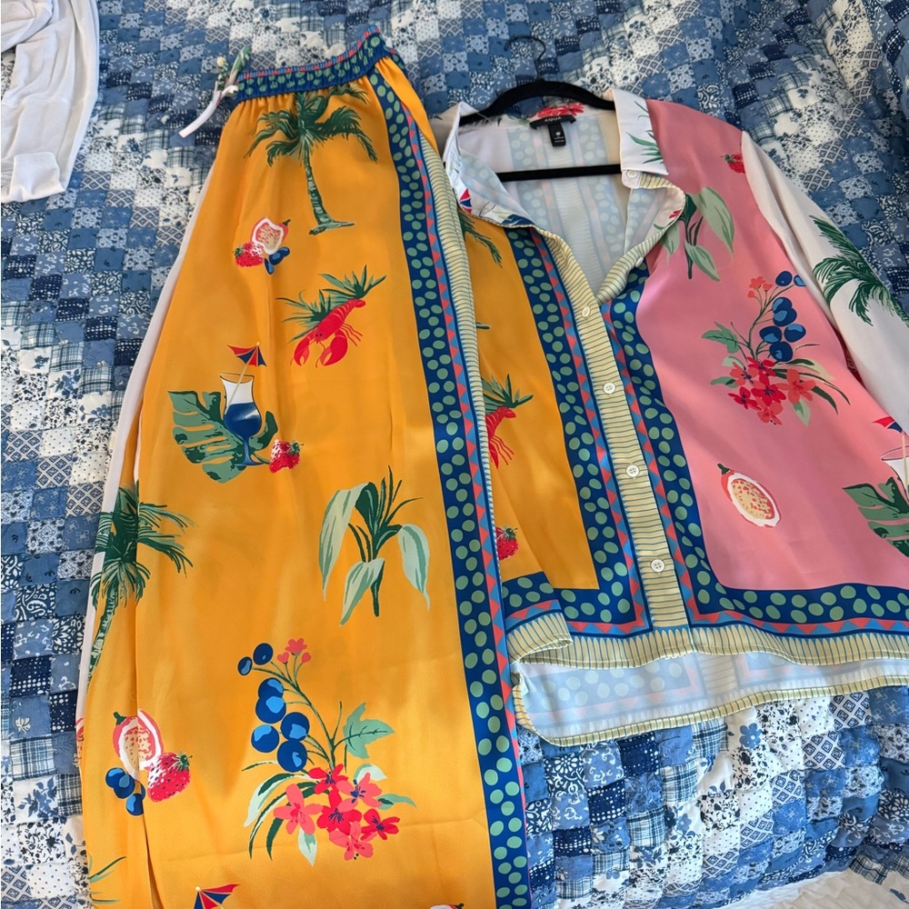 Aqua Multicolor Tropical Apparel Set